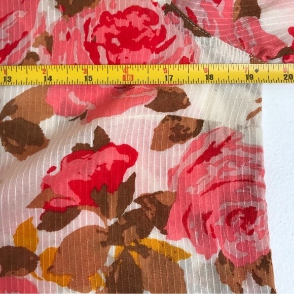 Old Navy Cream Stripe Floral Long Sleeve Button Up Blouse Womens Size Medium - Picture 5 of 12